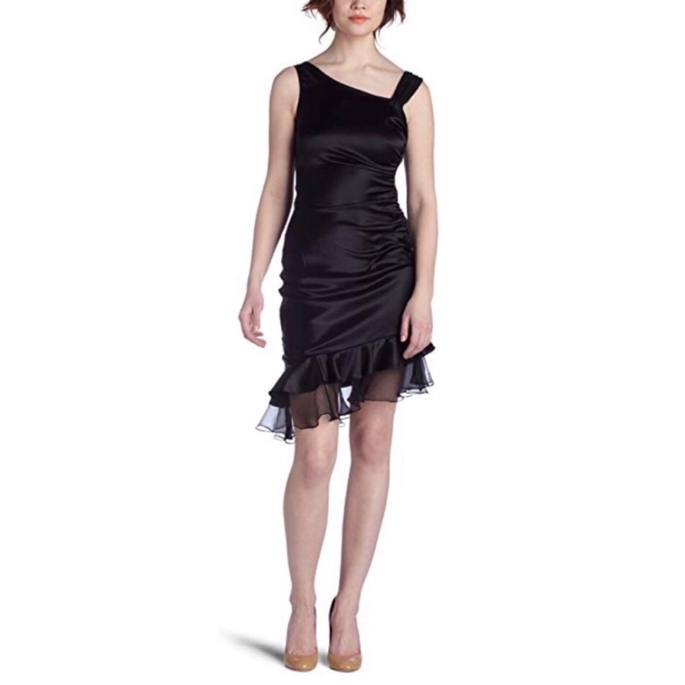 Betsey Johnson Black Asymmetrical Dress Size: 2